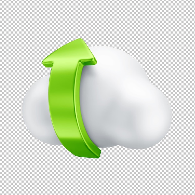 3d icon of upload cloud with arrows and transparent background