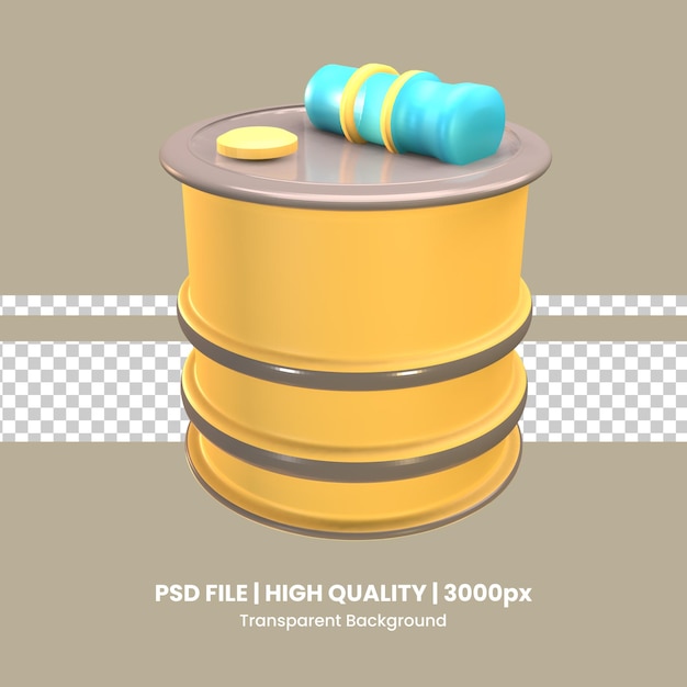 PSD 3d icon oil barrel rendered isolated on the transparent background