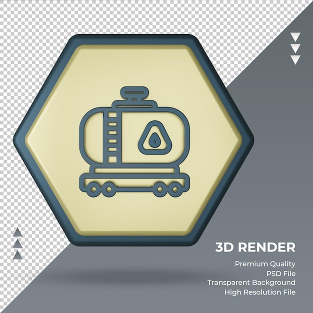 PSD 3dアイコンオイルタンク工場サインレンダリング正面図