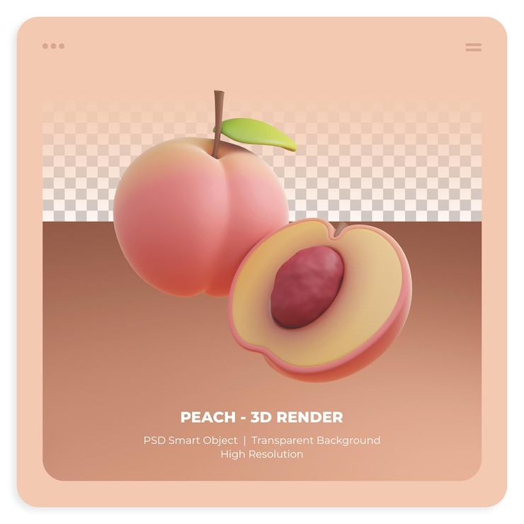 PSD 3d圖像: 透明背景上的桃子插圖