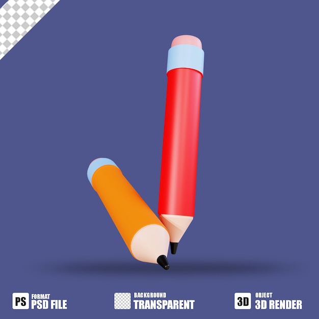 3D icon pencil for school 3