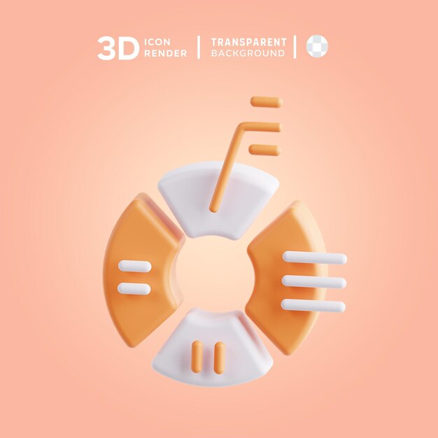 PSD diagramma a torta di icone 3d illustrazione