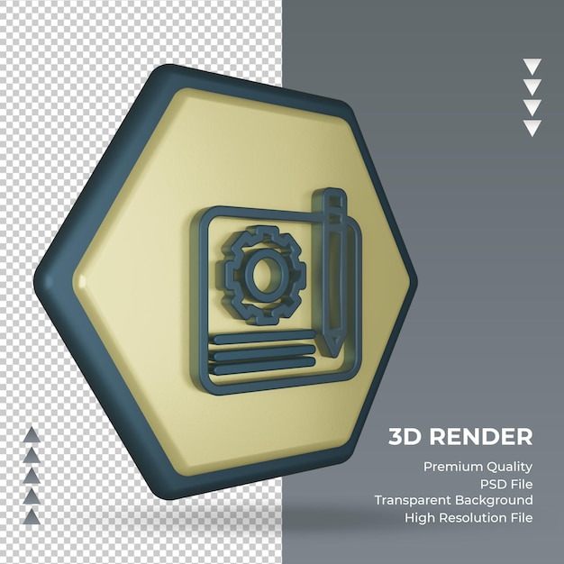 3dアイコン平面図の工場サインレンダリング左側面図