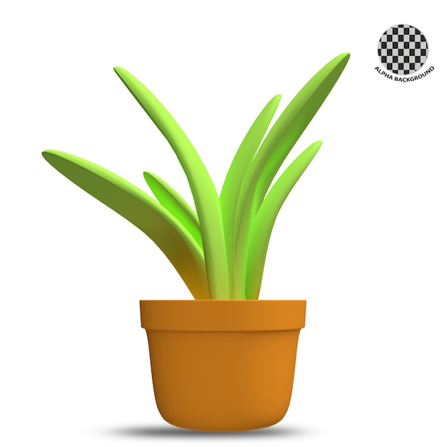 3d icon Plants ornamental plants grass and decorative flowers in the yard 3d rendering concept