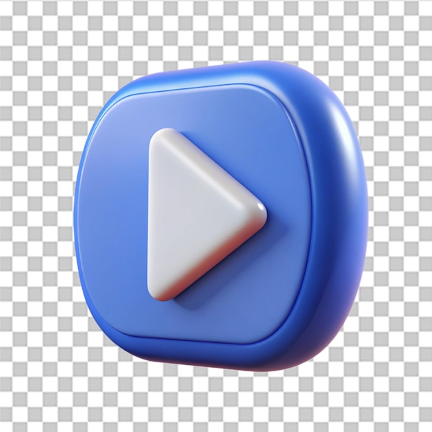 3d icon play button isolated on white background player concept button click push the button start forward record stop audio or video