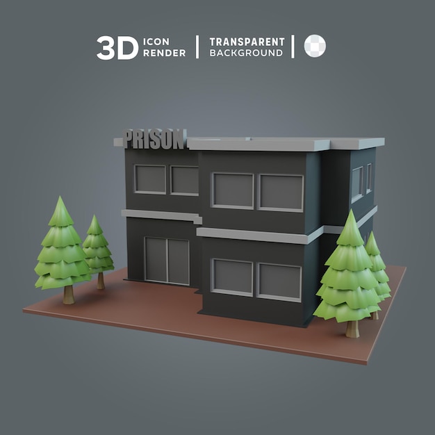 PSD 3d icon prison illustration