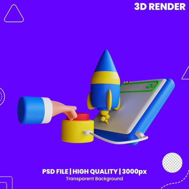 PSD 3d-икона запуска продукта