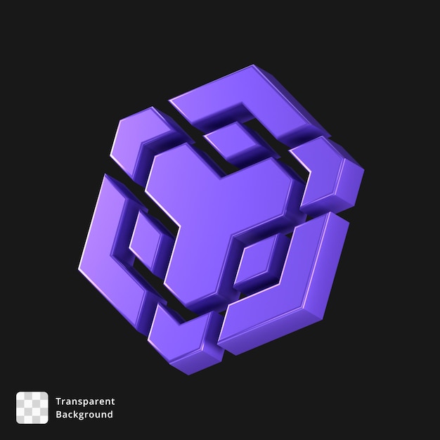 PSD 3d icon of a purple bnb logo