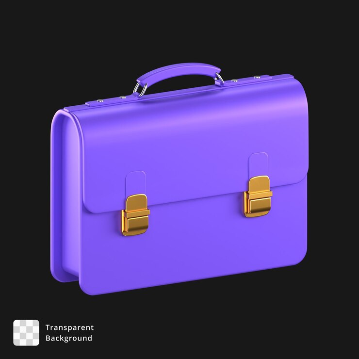 PSD 3d-икона фиолетового делового портфеля