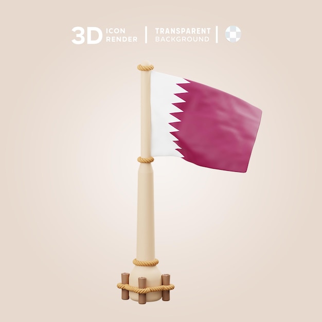 3d icon qatar flag illustration