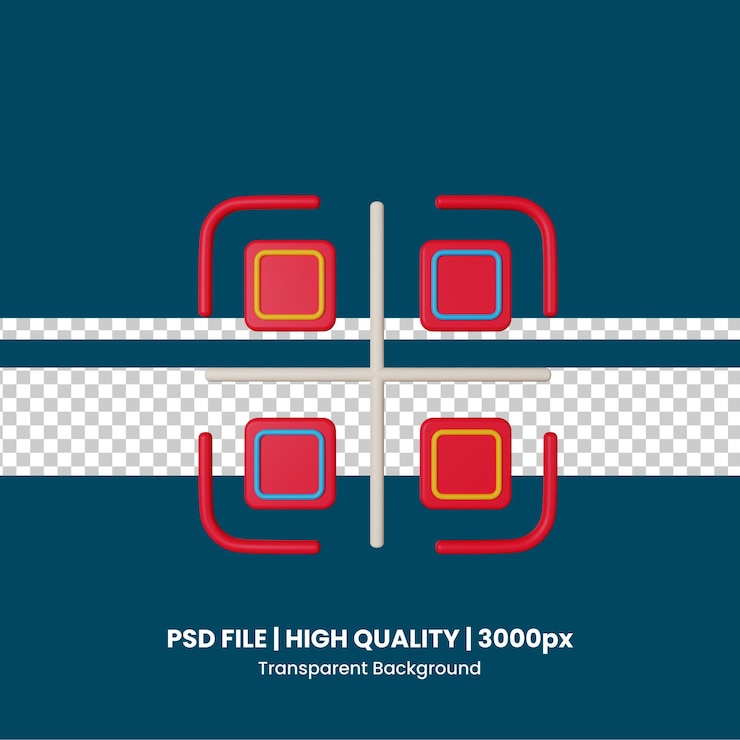 PSD 3d icon qr code isolated on the transparent background
