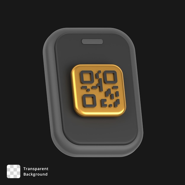 PSD 3d icon of a qr code on a mobile phone