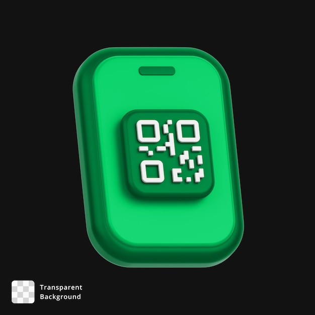 PSD 3d icon of a qr code on a mobile phone