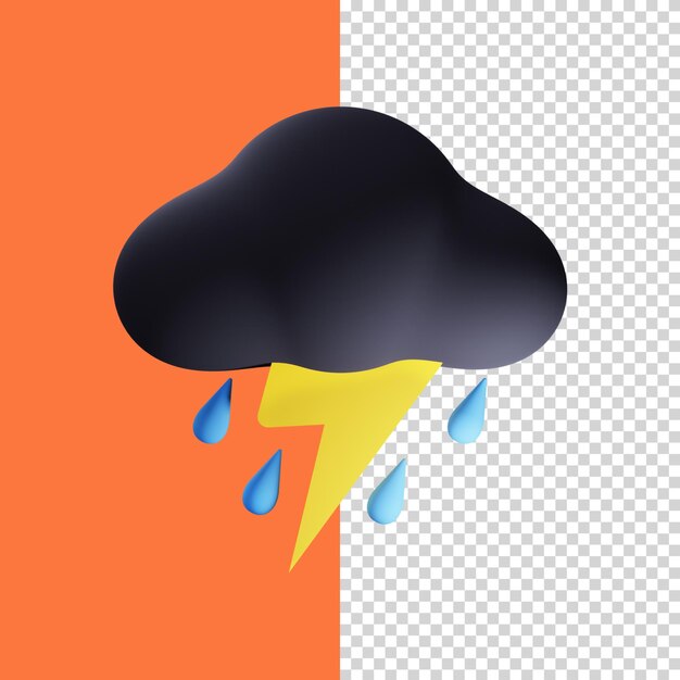 3D ICON RAINY NIGHT CLOUD AND THUNDER
