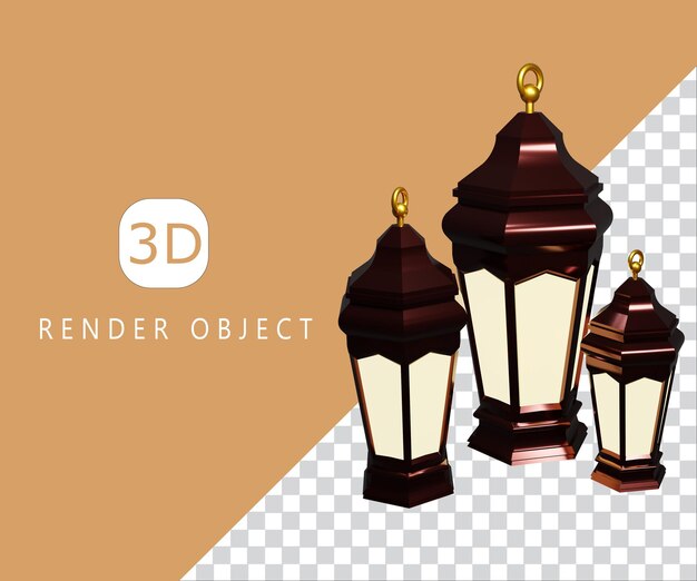 3Dアイコンラマダンランタンイラスト