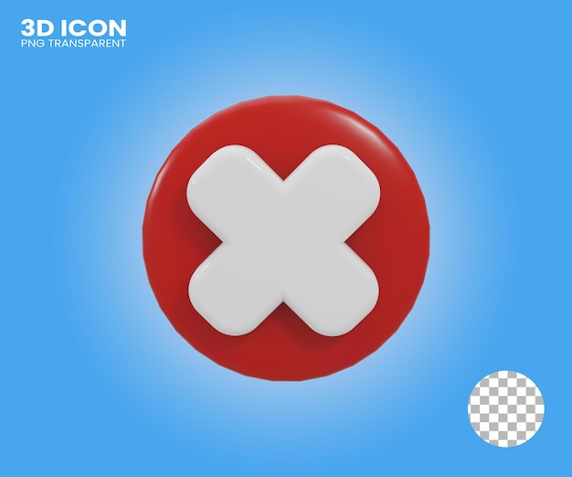 3d icon red cross and cross mark with on transparent background