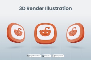 3d icon reddit social media logo isolated render