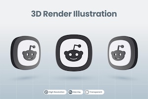 3d icon reddit social media logo isolated render