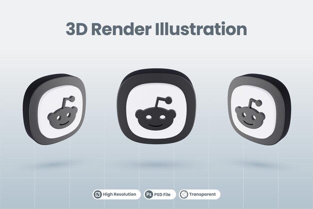 3d значок reddit логотип социальных сетей изолированный рендеринг