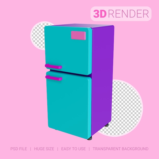 PSD 3d icon refrigerator with transparent background