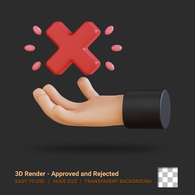 PSD 3d icon rejected illustration with transparent background