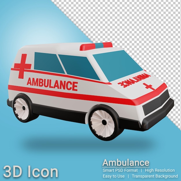 3d Icon Render Ambulans Z Przezroczystym Tłem