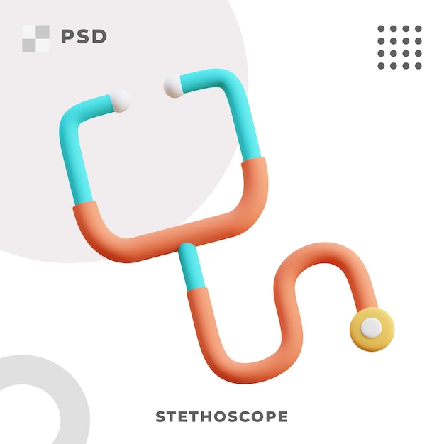 3d icon render illustration of stethoscope