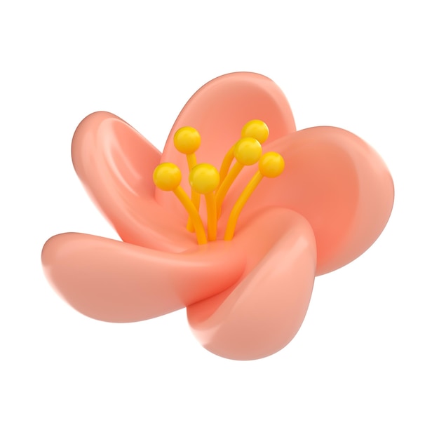 3D icon render lente Kersenbloesem Sakura illustratie Eenvoudig en schattig bloemblaadje geïsoleerd op wit