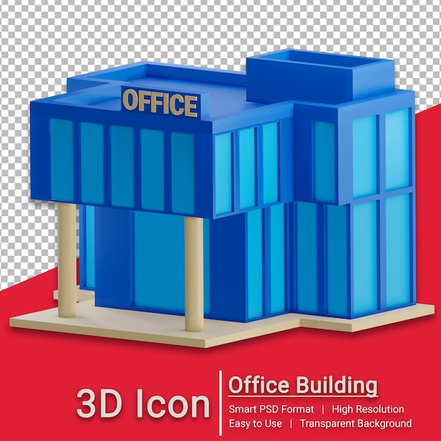 PSD 3d icon render office building with transparent background