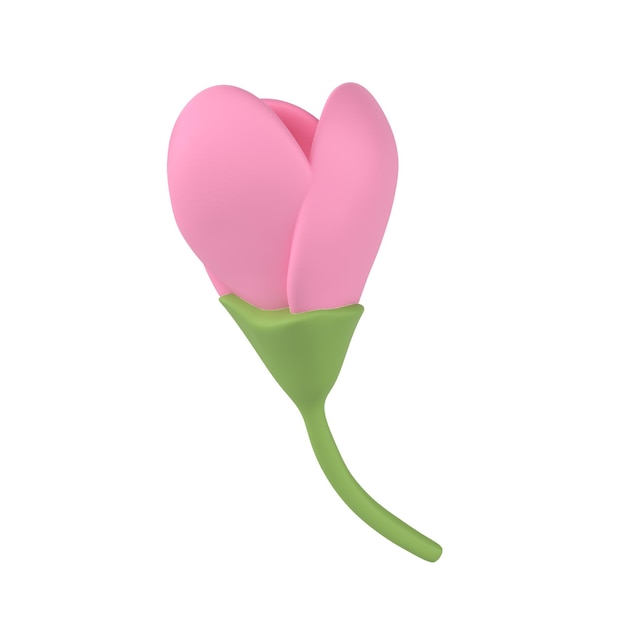 3D icon render spring Cherry flower unopened bud Blossom Sakura illustration Simple and cute petal