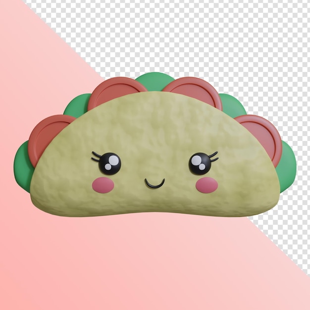 PSD icona 3d render taco kawaii