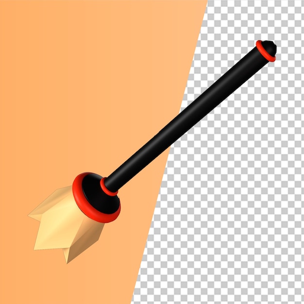 PSD 3d icon rendered halloween witch broom