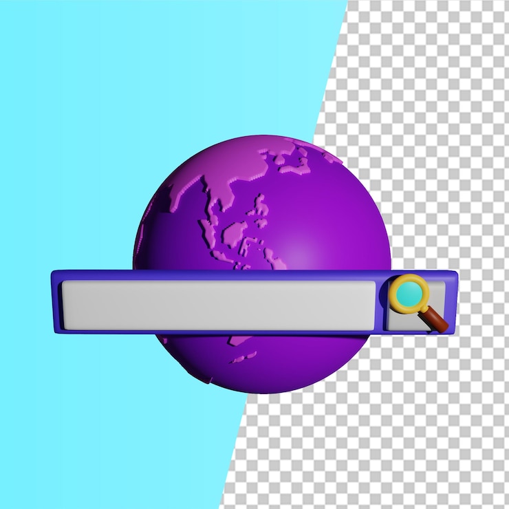 PSD 3d icon rendered seo set global search