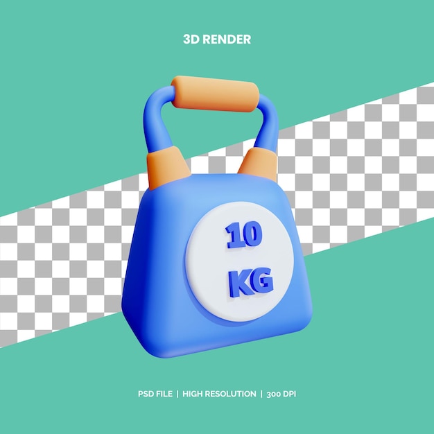 PSD 3d icon rendering 10 kg kettlebell