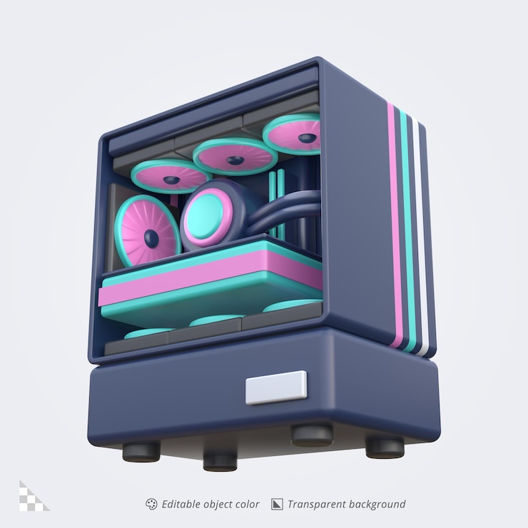 PSD 3d icon rendering of a gaming pc