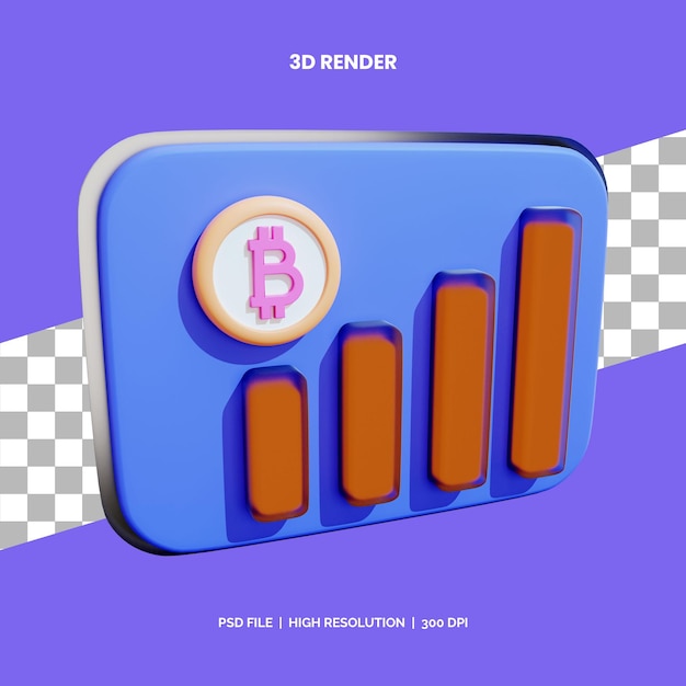 PSD 3d icon rendering growth in bitcoin