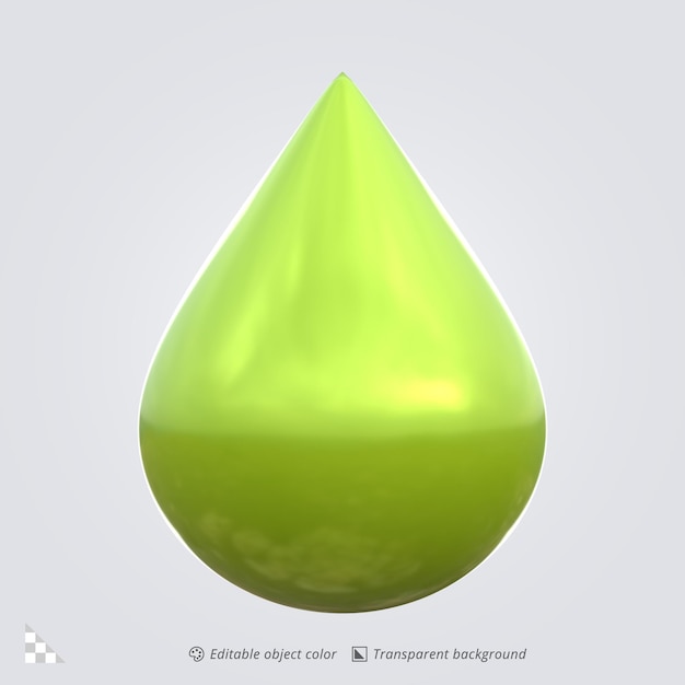3D Icon Rendering of an Oil Drop
