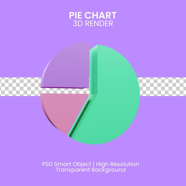 3d icon rendering pie chart with for presentation