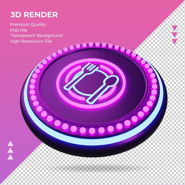 3d icon Restaurant hotel neon sign rendering right view