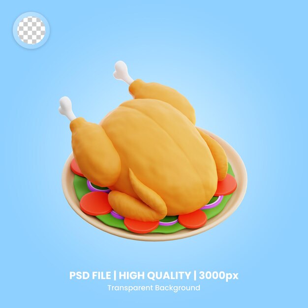 3d icon roasted chicken