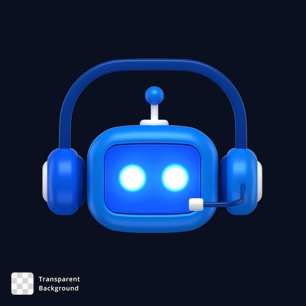 PSD 3d icon of a robot head with headset