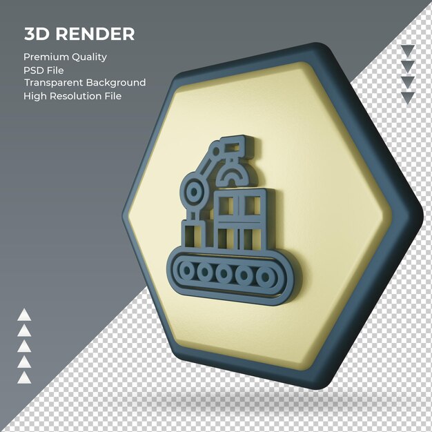 PSD 3d icon robotic factory sign rendering right view