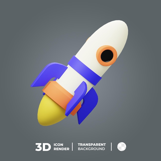 3d icon rocket