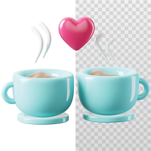 3d icon romantic cup illustration