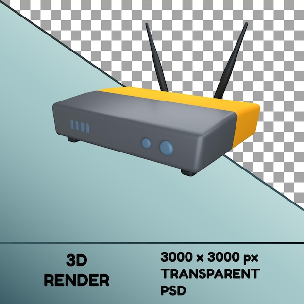 Icona 3d oggetto di wi-fi del router