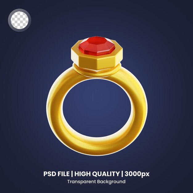 PSD 3d 아이콘 루비 링