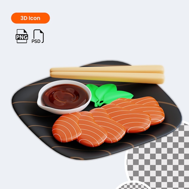 3d icon Sashimi premium psd suitable for website app etc