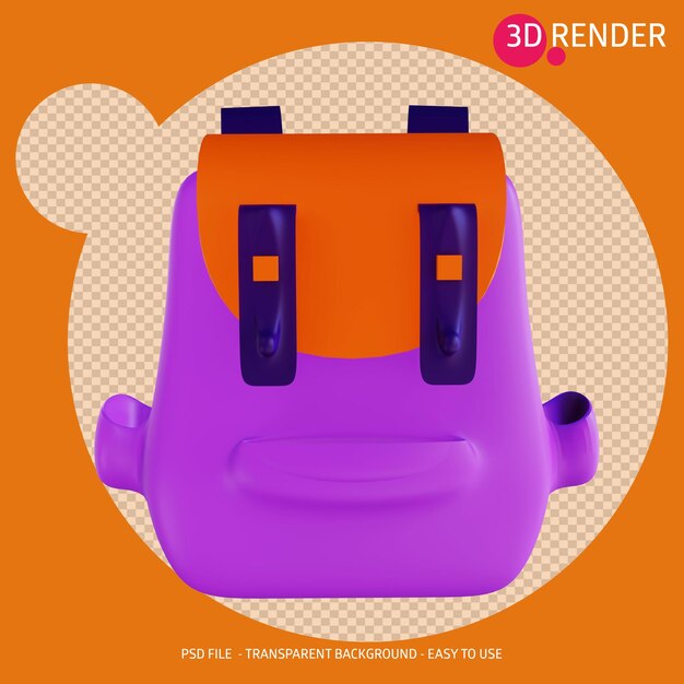 Borsa di scuola dell'icona 3d