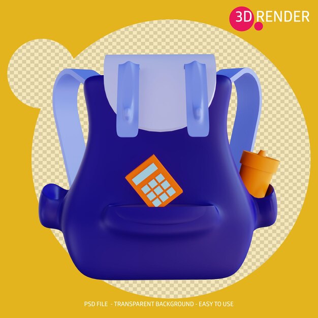 PSD 3d icon school bag