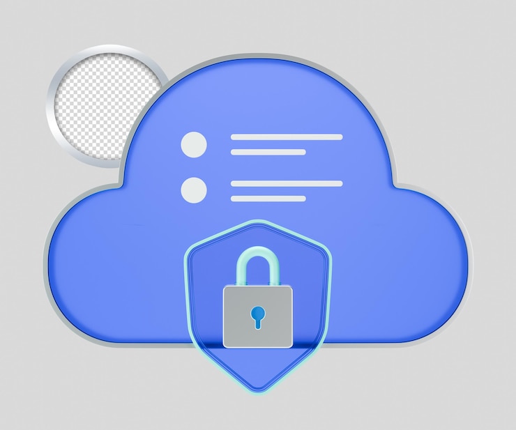 PSD a 3d icon of secure cloud storage